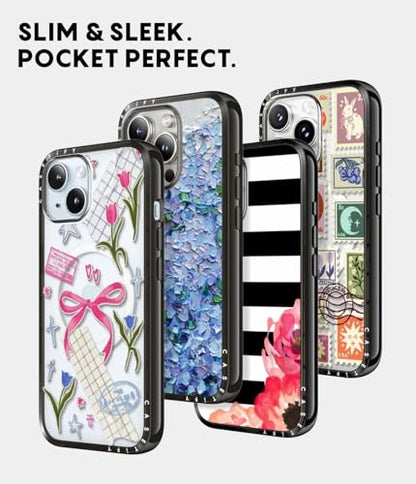 CASETiFY for iPhone 15 Case - Compact Compatible with MagSafe | Slim and Sleek | 4ft. 2x Military Grade Drop Protection | Stamp Collection | Black - color: 07. Stamp Collection, size: Iphone 15 (Magsafe)