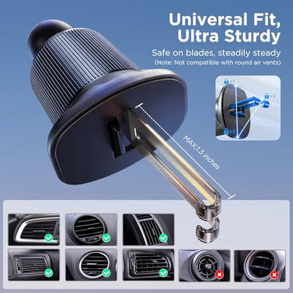 Miracase Car Phone Holder for Magsafe [Strong Magnets] Magnetic Phone Holders for Your Car, 360°Adjustable Air Vent Hands Free GPS Navigation Mount Cradle Fit iPhone 17-12 & All Smartphones, Black - color: Dark Black