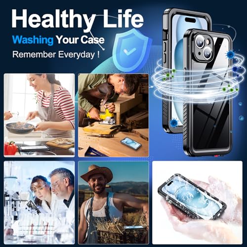 MOZOTER for iPhone 15 Plus Case Waterproof with Clear Sound | [IPX8 Underwater Case][Full Body Shockproof & Dropproof]Built-in Screen Protector for iPhone 15 Plus 6.7 inch-Black - size: For iPhone 15 Plus-6.7"