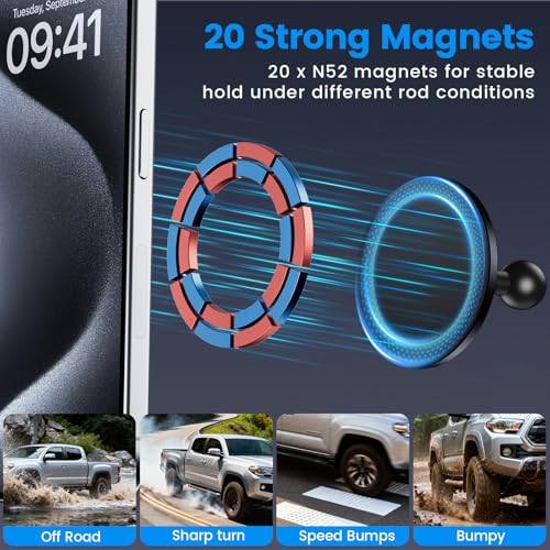 Magnetic Phone Mount Compatible with Toyota Tacoma 2024-2026 4th Gen - style: Magnetic