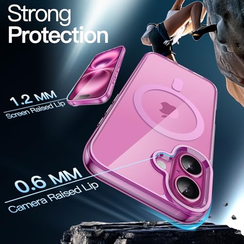 JETech Magnetic Case for iPhone 16 Plus 6.7-Inch Compatible with MagSafe, Shockproof Phone Bumper Cover, Anti-Scratch Clear Back (Pink) - color: Pink, size: iPhone 16 Plus