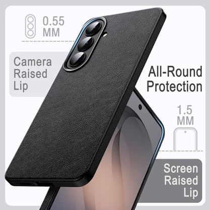 JETech Vegan Leather Case for Samsung Galaxy S26, Black | Compatible with MagSafe, Anti-Slip Grip Phone Cover, Metal Button, Soft Microfiber Lining - color: Black, size: Galaxy S26