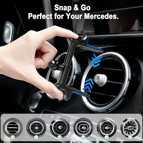 MagSafe Car Mount for Mercedes-Benz [15W Wireless Charging], Round Air Vent Holder, Compatible with Mercedes Benz GLC, C-Class, E-Class, A/B/C-Class, GLC/GLB/GLA/Sprinter, Mercedes Benz Accessories - style: Magsafe+Wireless Charger