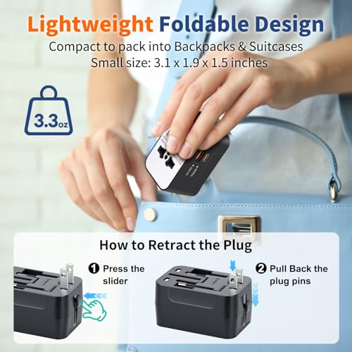 Travel Adapter Fast Charge, GaN Worldwide All in One, White - color: Bright White