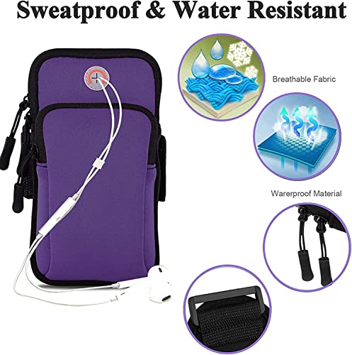 Running Armband Cell Phone Holder for iPhone 11 12 13 14 15 16e 16 17 Pro Max Xs X Xr 8 Plus SE Mini,Galaxy S26 S25 S24 S23 S22 Note 20,Key,Strap Pouch,Workout Exercise Sports Arm Band Sleeve - color: 1-Purple