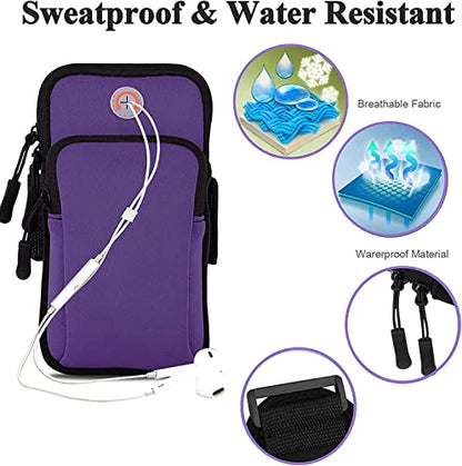 Running Armband Cell Phone Holder for iPhone 11 12 13 14 15 16e 16 17 Pro Max Xs X Xr 8 Plus SE Mini,Galaxy S26 S25 S24 S23 S22 Note 20,Key,Strap Pouch,Workout Exercise Sports Arm Band Sleeve - color: 1-Purple