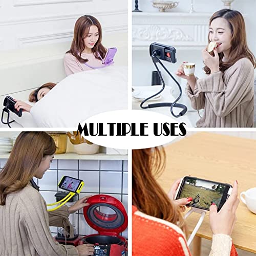 Universal Moblie Phone Stand,Lazy Cell Phone Holder&Neck Tablet Phone Mount - color: Black