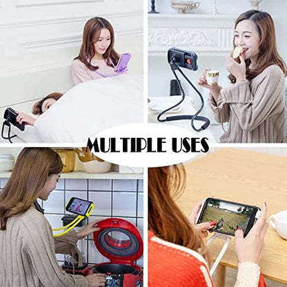 Universal Moblie Phone Stand,Lazy Cell Phone Holder&Neck Tablet Phone Mount - color: Black