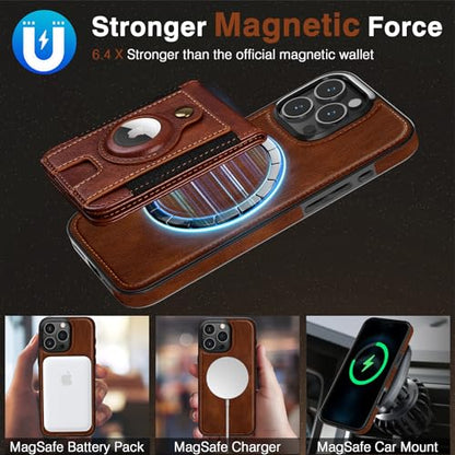 LOHASIC Compatible with Magsafe iPhone 16 Pro Max Wallet Case, Dark Brown | Detachable Leather Credit Card Holder Slot, RFID Blocking, Kickstand, Heavy Duty Protection, Shockproof Flip Cover - color: Dark Brown, size: for iPhone 16 Pro Max