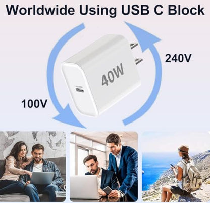 iPhone 17/16/15 Charger Fast Charging 3Pack 40W USB C Charger Fast Charging - size: 10FT