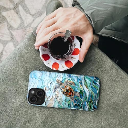 Case Compatible with iPhone 13 14, Cute Dual Layer Hybrid Phone Cover, Military Grade Drop Protection, Aesthetic Shockproof Phone Case for Women Girls, Stained Glass Sea Turtle - color: Stained Glass Sea Turtle, size: Iphone 13/14