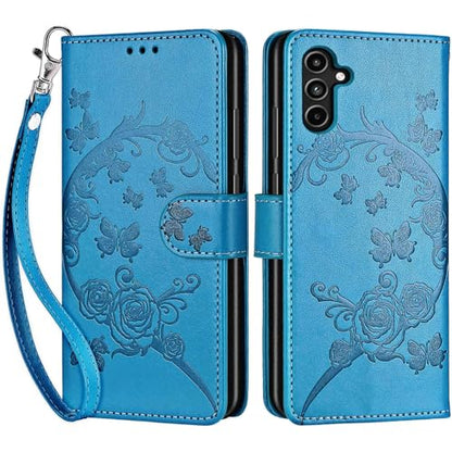 for Samsung Galaxy A15 5G Wallet case, Blue-Flower | 3 Card Holders, Kickstand, Shockproof TPU Shell, PU Leather, Magnetic Closure, Protective Flip Folio Cover, Women - color: 7