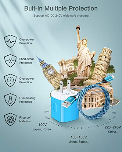 AILKIN iPhone Chargers Apple MFI Certified 6Ft Long Braided Lightning Cable - color: Blue, style: Lightning