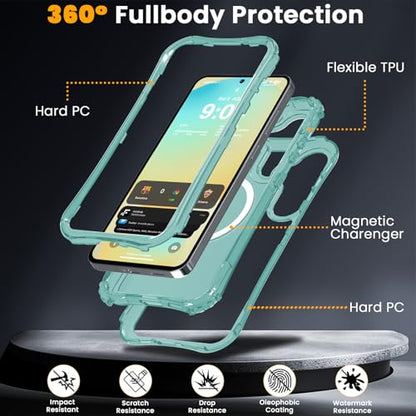 WRJ Magnetic Matte for Samsung Galaxy S26 FE Case,Samsung S25 FE Case [Fit for MagSafe][Military Grade Drop Protection] Translucent Shockproof Protective Phone Case-Jade Green - color: Jade Green, style: Matte