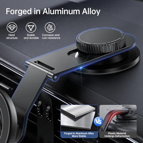 SYNCWIRE MagSafe Car Mount for Dashboard,Foldable Aluminum Arm,Black - color: Black