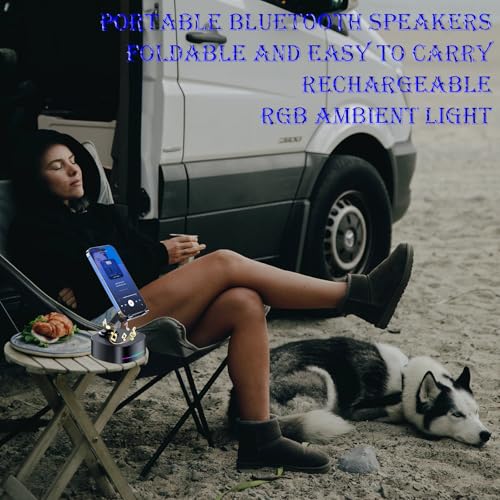 Bluetooth Speaker with Wireless Charging and Cell Phone Stand, Black