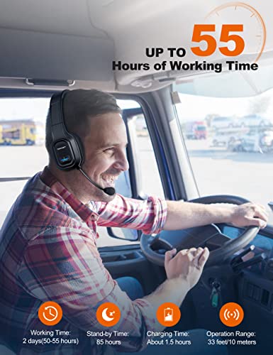 TECKNET Trucker Bluetooth Headset, AI Noise Canceling Mic, Wireless On-Ear