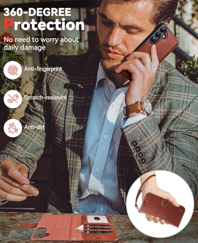 OCASE for Samsung Galaxy S26 Detachable Wallet Case with Card Holder, [2 in 1] PU Leather Flip Folio Case with RFID Blocking Stand Wrist Strap Shockproof Phone Cover 2026, Dark Brown - color: Dark Brown, size: Samsung Galaxy S26