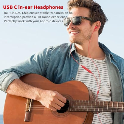 USB C Headphones Wired Earbuds for iPhone 18 Pro Max 17 16 15,Red - color: Red