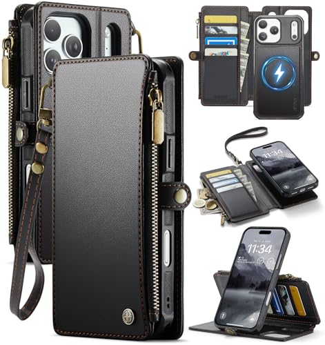 for iPhone 17 Pro - Phone Case Wallet Magnetic Detachable, Black - color: Black, size: iPhone 17 Pro