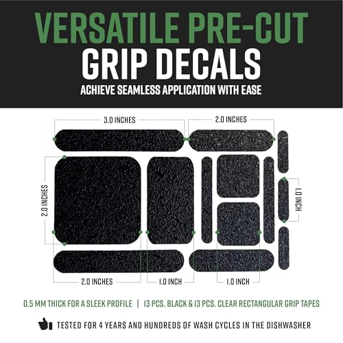 Dragon Grips 13pc Rubber Grip Tape, Non-Slip Adhesive Phone Grip Stickers - color: Black and Clear, size: 2 pack