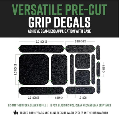 Dragon Grips 13pc Rubber Grip Tape, Non-Slip Adhesive Phone Grip Stickers - color: Black and Clear, size: 2 pack