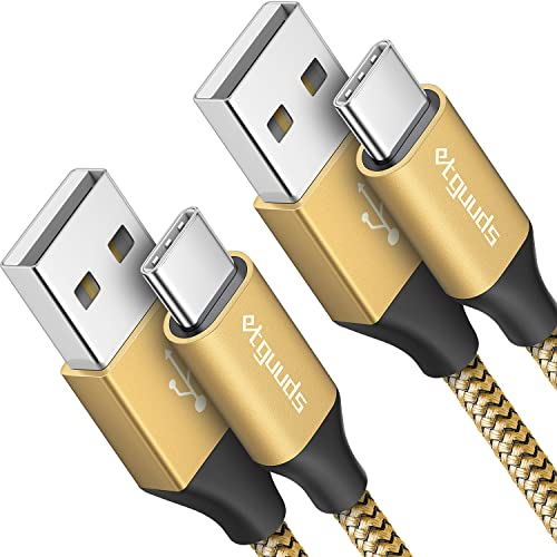etguuds USB to USB C Cable 2ft, 2-Pack USB A to USB C Charger Cord Type C - color: Gold