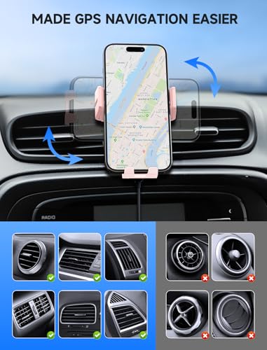 Wireless Car Charger 15W Auto Clamping Phone Holder Dash Windshield Vent - color: Pink