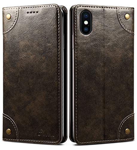 iPhone XR Case, SINIANL Leather Wallet Folio Case Book Design Flip Cover with Stand and ID Credit Card Slot Magnetic Closure for iPhone XR 6.1 inch 2018 - color: Black, size: iPhone XR (6.1 inch)