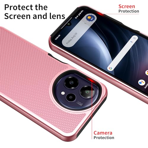 for Cricket Icon Plus 2026 (Plus Version Only) /AT&T Verge 2 Case with Tempered Glass Screen Protector,Dual Layer Heavy Duty Shockproof Protection (Rose Gold) - color: Rose Gold
