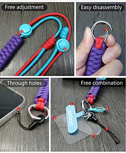 Phone Lanyard Crossbody, Anti Theft Phone Strap Adjustable Neck - color: Bue Red