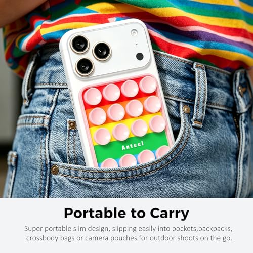Anteel Silicone Suction Cup Phone Case Mount, Non Slip Sticky Grip for Cellphone, Silicon Adhesive Suction Cup Mount, Strong Grip Holder for Selfies and Videos, 2.4" x 3.8" (RainbowBlack) - color: RainbowBlack