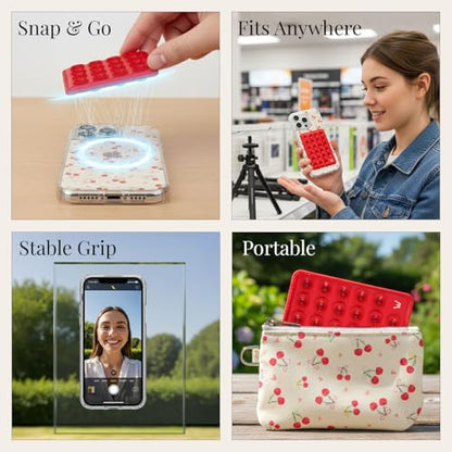 Walli Cases Silicone Suction Cup Mount for iPhone, Fits Walli Magnetic Case - color: Red