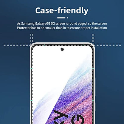 NEW'C 3 Pack Designed for Samsung Galaxy A53 5G Screen Protector Tempered Glass, Case Friendly Scratch Resistant,Bubble-Free, Ultra Resistant - size: A53 5G 6.5 inches