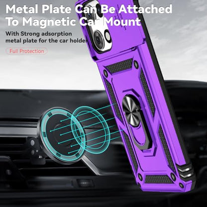 for Motorola Moto G 2025 / Moto G 2026 / Moto G Play 2026 Case, with Slide Camera Cover HD Screen Protector Ring Holder Kickstand Military Grade Protection Drop Tested Protective Phone Case (Purple) - color: Purple with camera cover Military-Grade 2nd gen