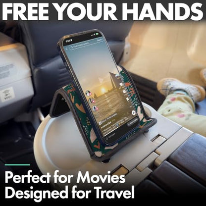 Flight Flap Airplane Phone Holder - Foldable Phone Stand for Plane Travel - color: Boho Green, size: Large