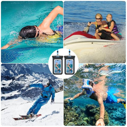 Waterproof Phone Pouch Floating, 2 Pack IP68 Dry Bag Cell Phone Case | Waterproof Phone Case with iPhone 17 16 15 14 Pro Max, Snorkeling Beach Swimming Cruise Travel Essentials, Lanyard Included - color: Blue*2