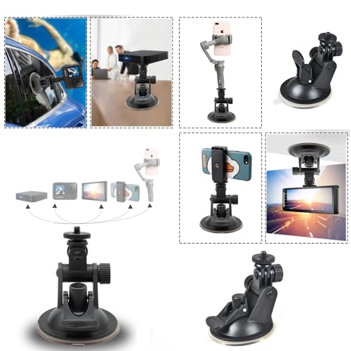 2 Pack Dash Cam Suction Cup Mount with 1/4 Screw Thread Windshield Camera Holder Stand for Car Dashcam GPS Driving DVR Action Camcorder Phone Bracket Video Recorder