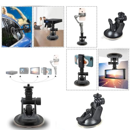 2 Pack Dash Cam Suction Cup Mount with 1/4 Screw Thread Windshield Camera Holder Stand for Car Dashcam GPS Driving DVR Action Camcorder Phone Bracket Video Recorder