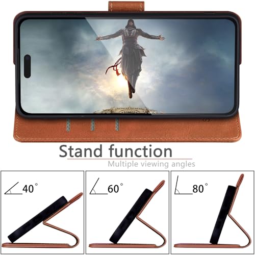 SUANPOT Compatible with iPhone 17 Pro Max 6.9" Wallet case with RFID Blocking Credit Card Holder,Flip Book PU Leather Protective Cover Women Men for Apple 17 Pro Max Phone case Light Brown - color: Light Brown, size: iPhone 17 Pro Max 6.9"