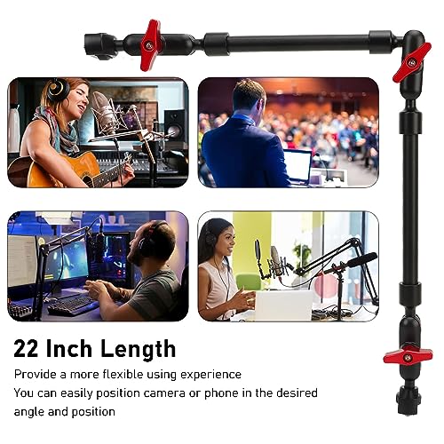 LICAEVEY 22 Adjustable Magic Arm with Clamp Camera Mount, Articulating Arm Friction Magic Arm Camera Mount Clamp with 1/4in Thread for LED Light Video Rig Tripod Action Camera