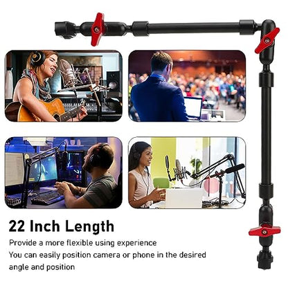 LICAEVEY 22 Adjustable Magic Arm with Clamp Camera Mount, Articulating Arm Friction Magic Arm Camera Mount Clamp with 1/4in Thread for LED Light Video Rig Tripod Action Camera