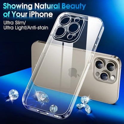 Supdeal Crystal Clear Case for iPhone 15 Pro, [Not Yellowing] [Camera Protection] [Military Grade Drop Tested] Transparent Shockproof Protective Soft Silicone Slim Cover, 6.1 inch, Transparent - color: Transparent, size: iPhone 15 Pro