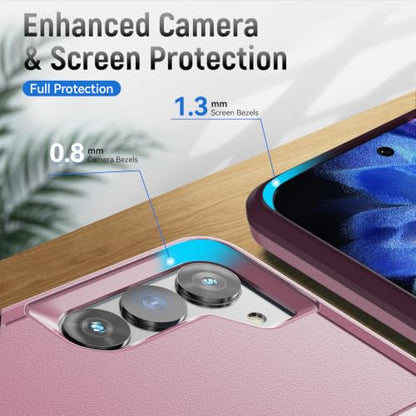 for Samsung Galaxy S23 Case with HD Screen Protector, Dual Layer Military Grade Drop Tested, Heavy Duty Rugged Shockproof Non-Slip Outdoor Protective Cover, Pink - color: Pink