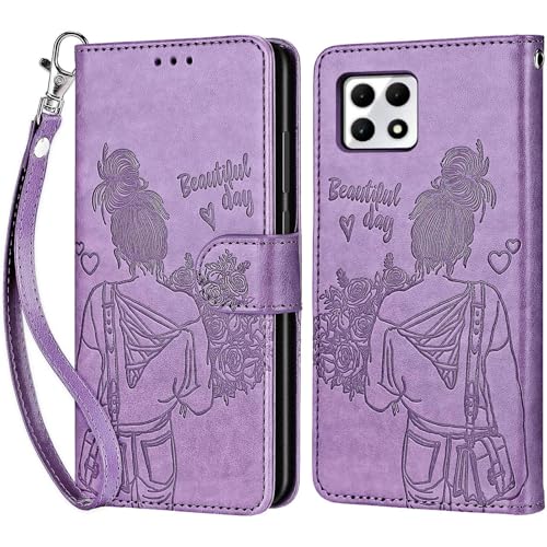 for T-Mobile Revvl 7 5G Wallet case, Purple-Girl | 3 Card Holders, Kickstand, Shockproof TPU Shell, PU Leather, Magnetic Closure, Protective Flip Folio Cover, Women - color: 2