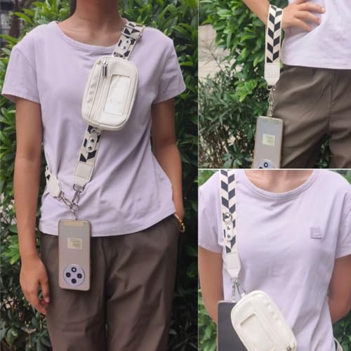 Clip and Go strap for phone with Leather Wallet crossbody phone - color: White