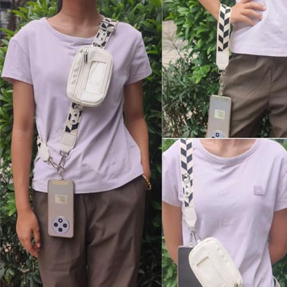 Clip and Go strap for phone with Leather Wallet crossbody phone - color: White