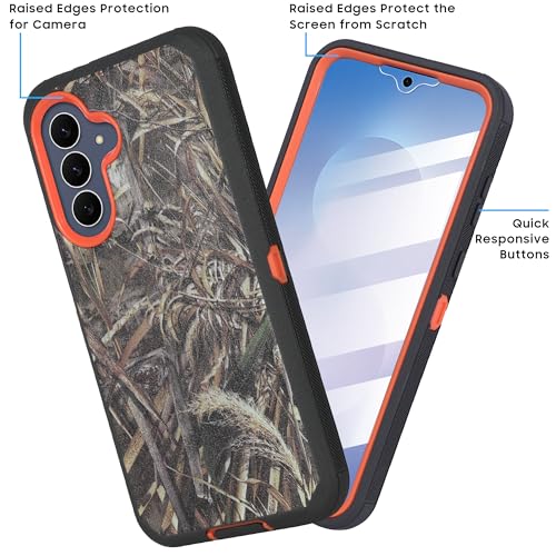 Compatible for Samsung S25 FE, Built in Screen Protector, Belt Clip Holster Heavy Duty Defender Case Dustproof Shockproof Protection (Camo) - color: Camo