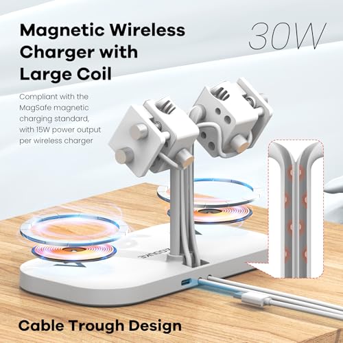 4-in-1 Dual Mobile Wireless Charging Dock and Sports Watch Stand - color: A433SW-White