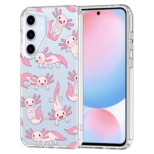 MOSNOVO Case for Samsung Galaxy S24 FE, [Buffertech 6.6ft Military-Grade Drop Protection] [Anti Peel Off Tech] Clear TPU Bumper Phone Case Cover Design - Pink Axolotl - color: Clear - Pink Axolotl, size: Samsung Galaxy S24 FE